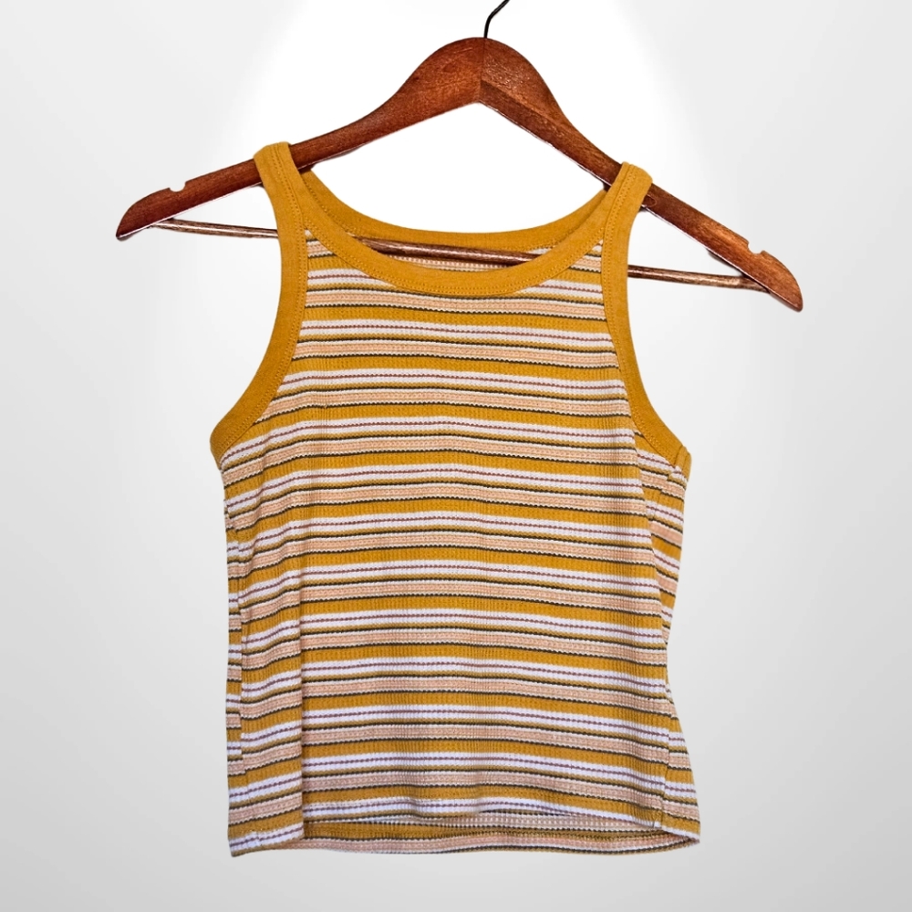 SO Cropped Tank, Size Small in yellow stripes